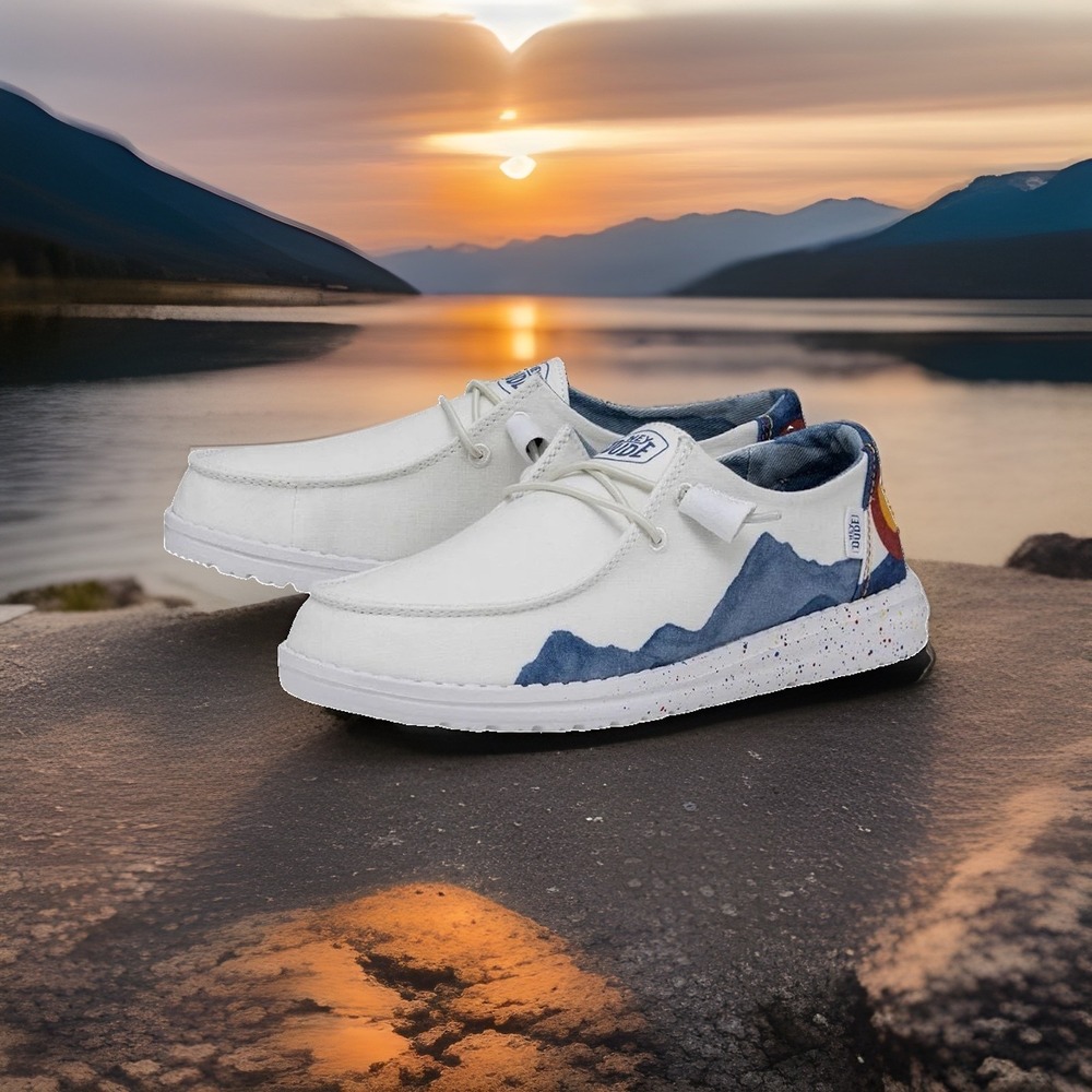 New Hey Dude Wally Colorado Watercolor Men's 7 M7 W9 Woman's 9 HTF White
